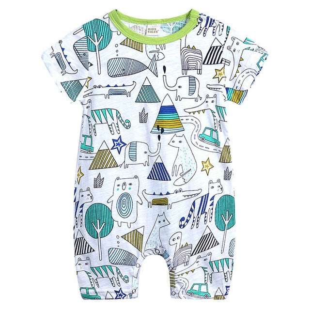 2019 Cartoon Baby Onesies Summer Cotton Rompers - warmara