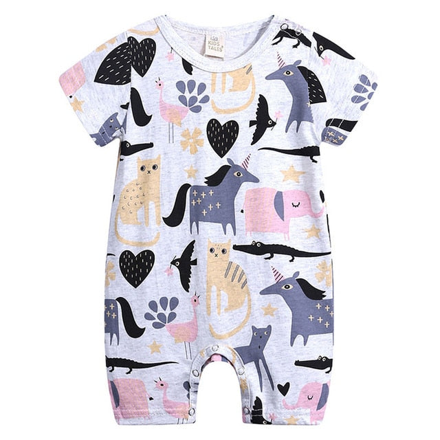 2019 Cartoon Baby Onesies Summer Cotton Rompers - warmara