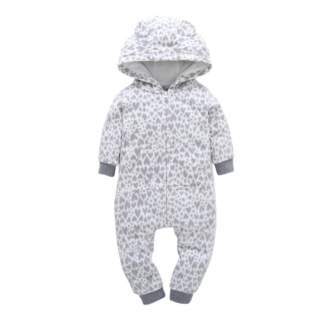 Baby Long Sleeve Hooded Fleece jumpsuit - warmara