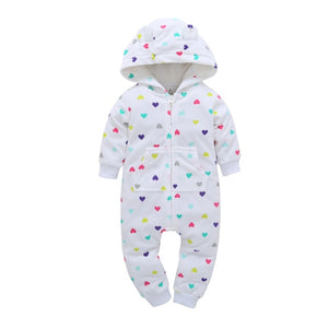 Baby Long Sleeve Hooded Fleece jumpsuit - warmara