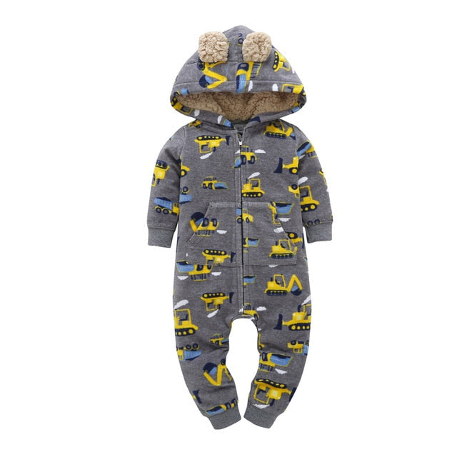 Baby Long Sleeve Hooded Fleece jumpsuit - warmara