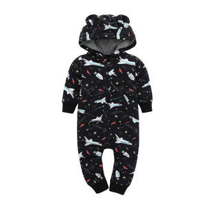 Baby Long Sleeve Hooded Fleece jumpsuit - warmara