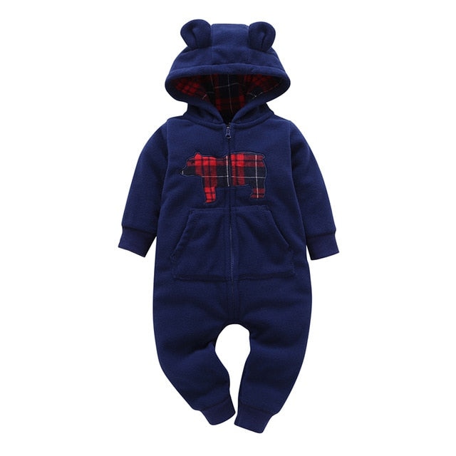 Baby Long Sleeve Hooded Fleece jumpsuit - warmara