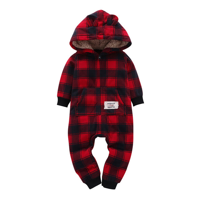 Baby Long Sleeve Hooded Fleece jumpsuit - warmara