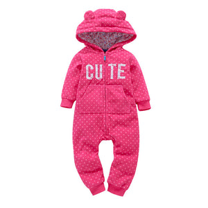 Baby Long Sleeve Hooded Fleece jumpsuit - warmara