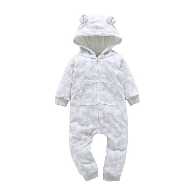 Baby Long Sleeve Hooded Fleece jumpsuit - warmara