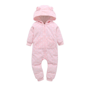 Baby Long Sleeve Hooded Fleece jumpsuit - warmara