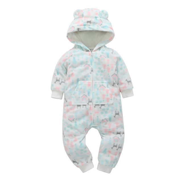 Baby Long Sleeve Hooded Fleece jumpsuit - warmara