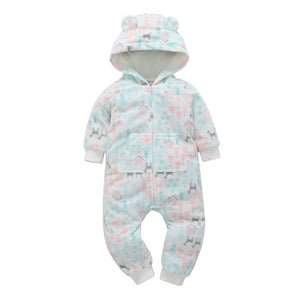 Baby Long Sleeve Hooded Fleece jumpsuit - warmara