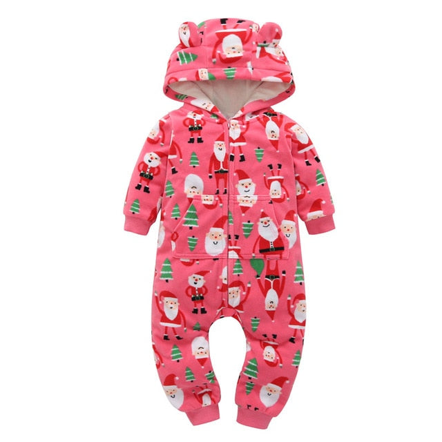 Baby Long Sleeve Hooded Fleece jumpsuit - warmara